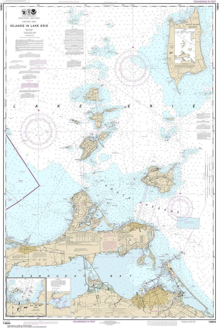 2016 Nautical Map of Lake Erie Island Put-In-Bay