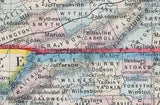 1860 County Map of Virginia and North Carolina