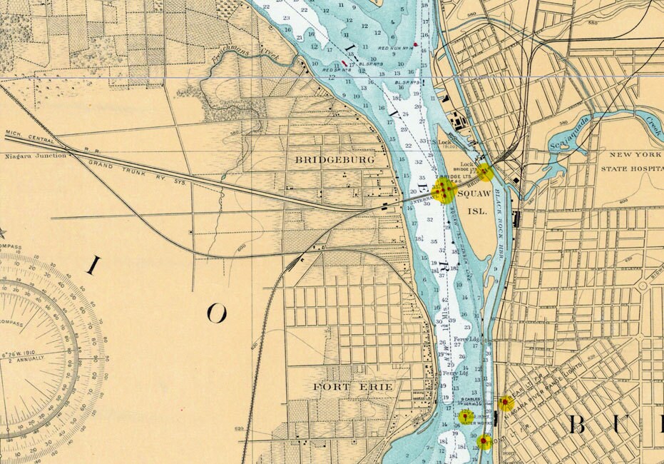 1910 Nautical Map of Niagara River New York