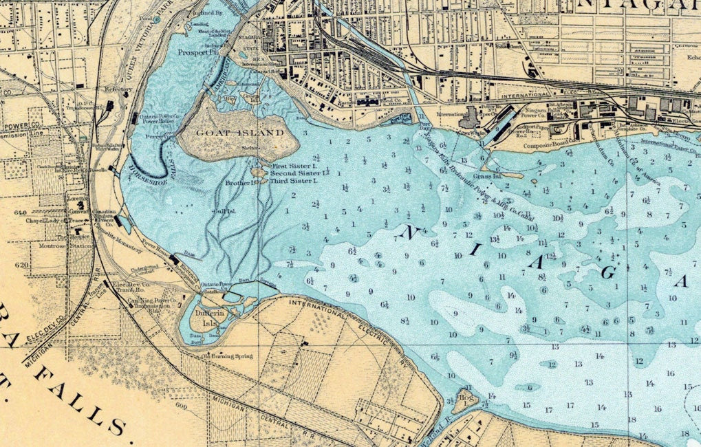 1910 Nautical Map of Niagara River New York