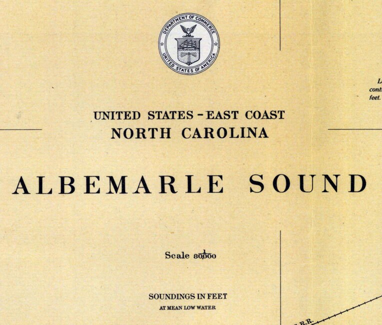 1933 Nautical Map of Albemarle Sound North Carolina