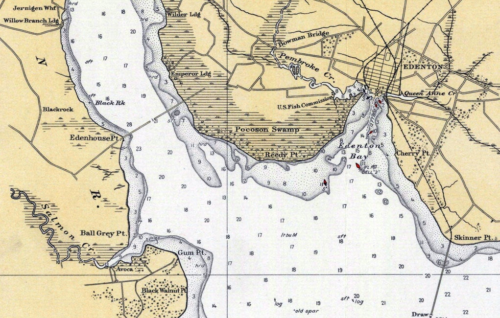 1933 Nautical Map of Albemarle Sound North Carolina