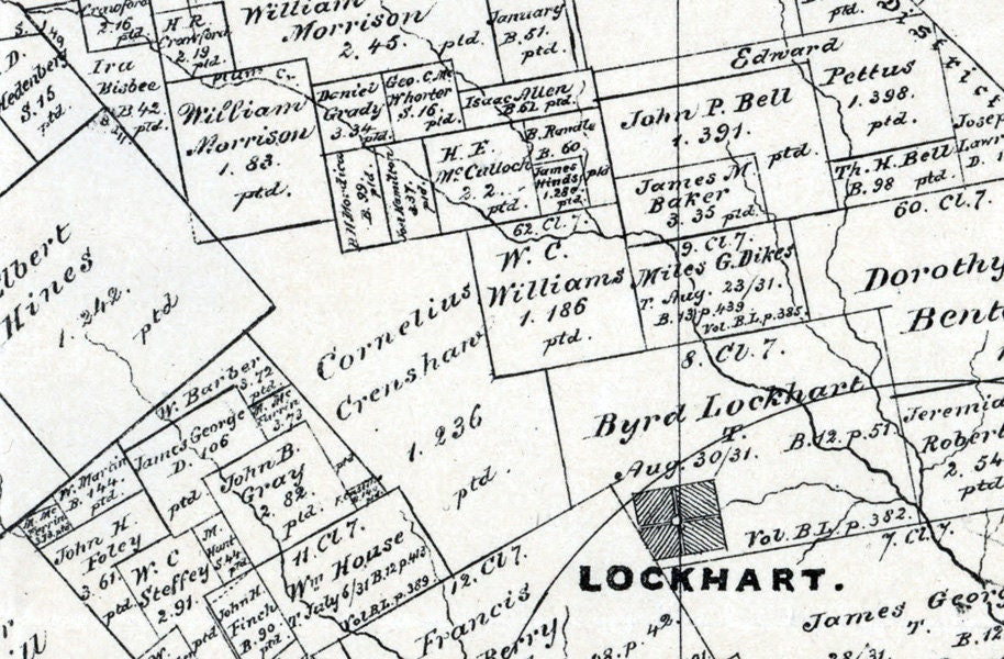 1880 Farm Line Map of Caldwell County Texas