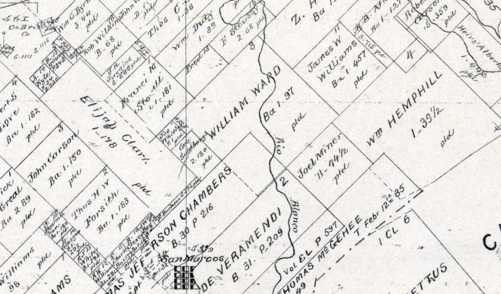1880 Farm Line Map of Hays County Texas