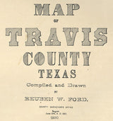 1880 Farm Line Map of Travis County Texas Austin