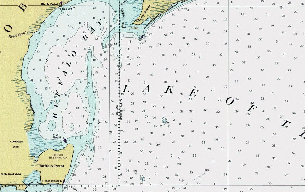 1990 Nautical Map Lake of the Woods Minnesota