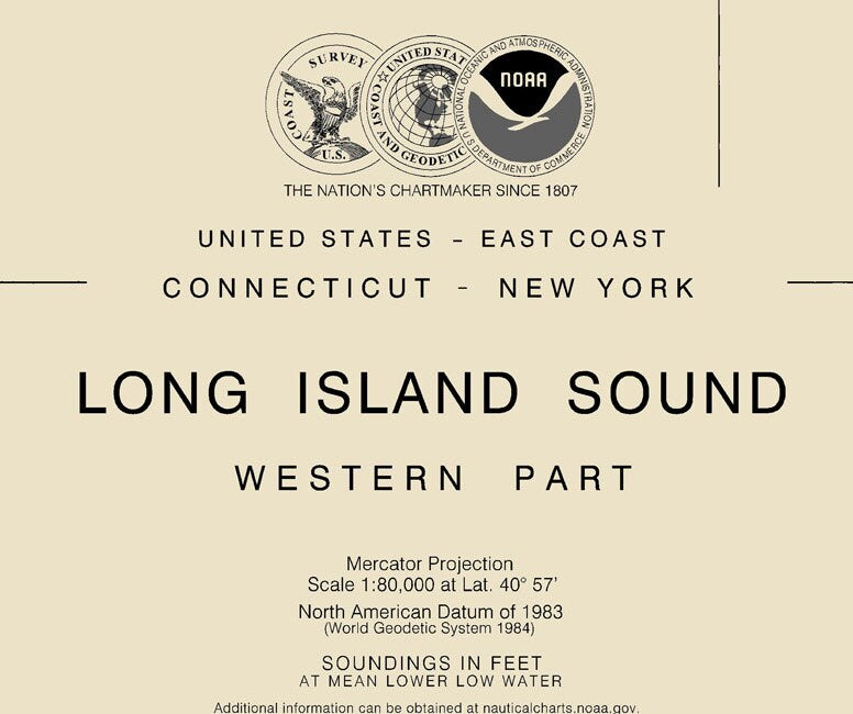 2015 Nautical Map of Long Island Sound Western Part New York