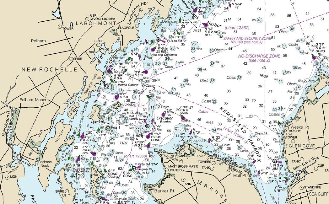 2015 Nautical Map of Long Island Sound Western Part New York