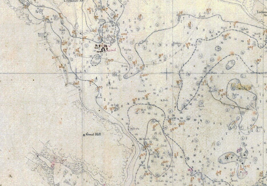 1845 Nautical Map of Buzzards Bay Massachusetts