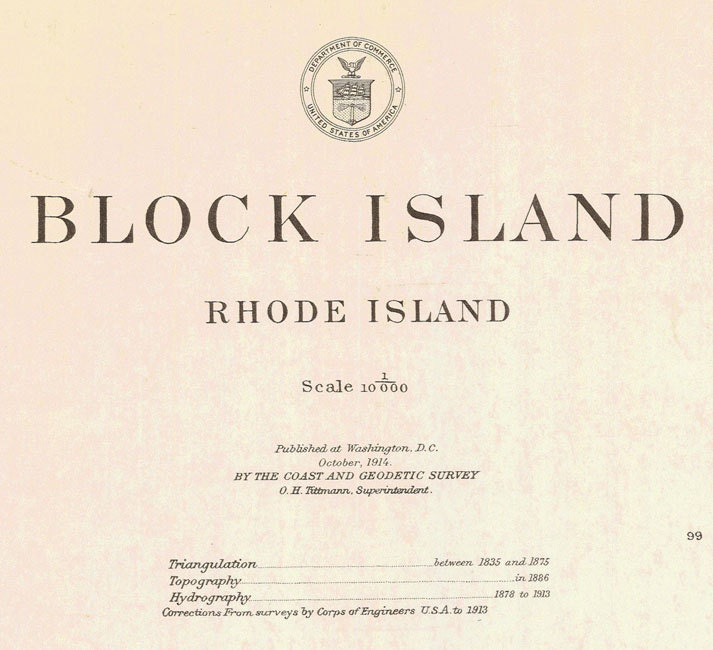 1914 Nautical Map of Block Island Rhode Island