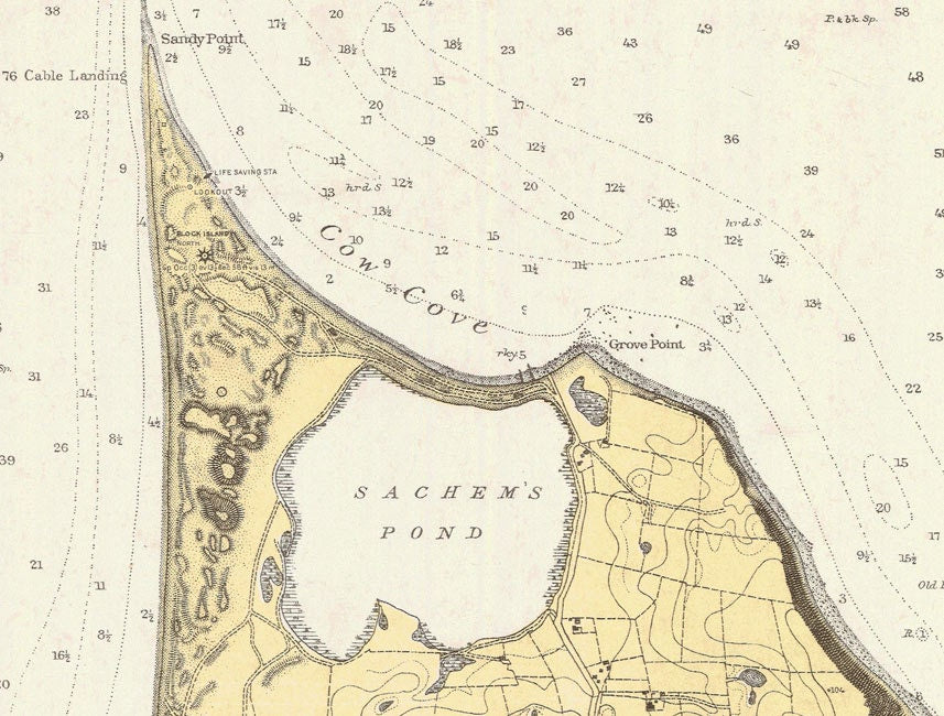 1914 Nautical Map of Block Island Rhode Island