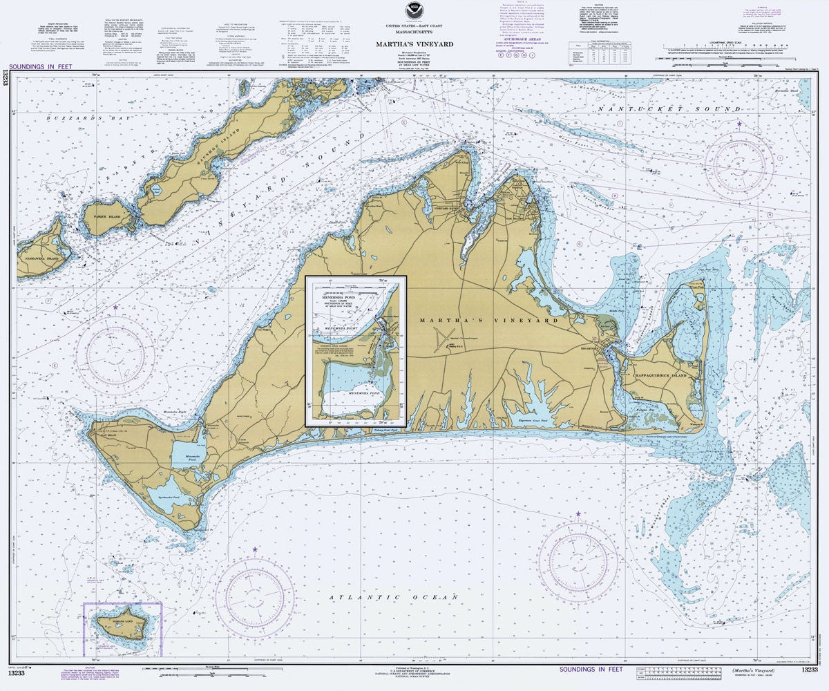 1981 Nautical Map of Marthas Vineyard Massachusetts