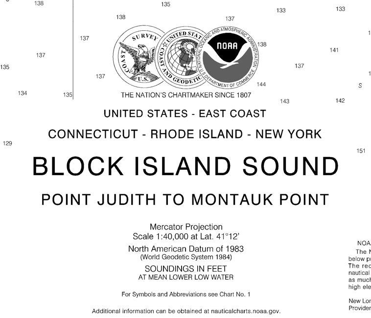 2014 Nautical Map of Block Island Sound Rhode Island