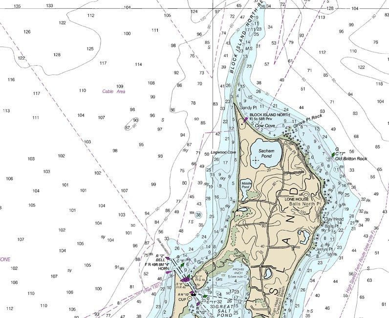 2014 Nautical Map of Block Island Sound Rhode Island