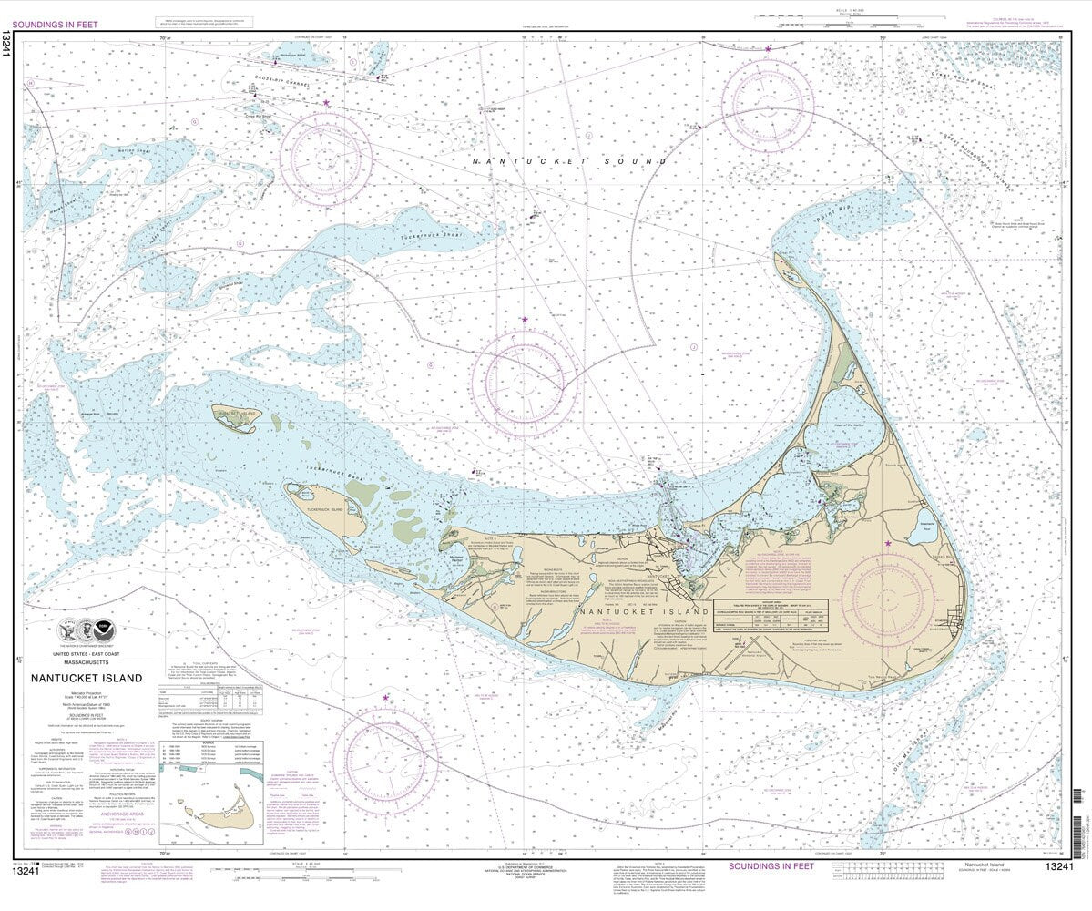 2014 Nautical Map of Nantucket Island Massachusetts