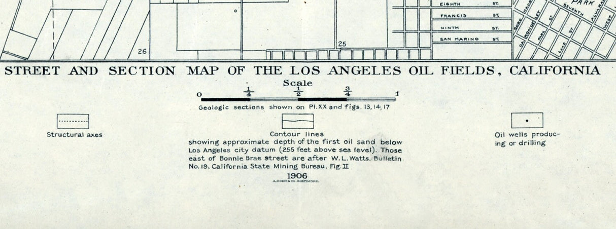 1906 Map of Los Angeles Oil Fields California