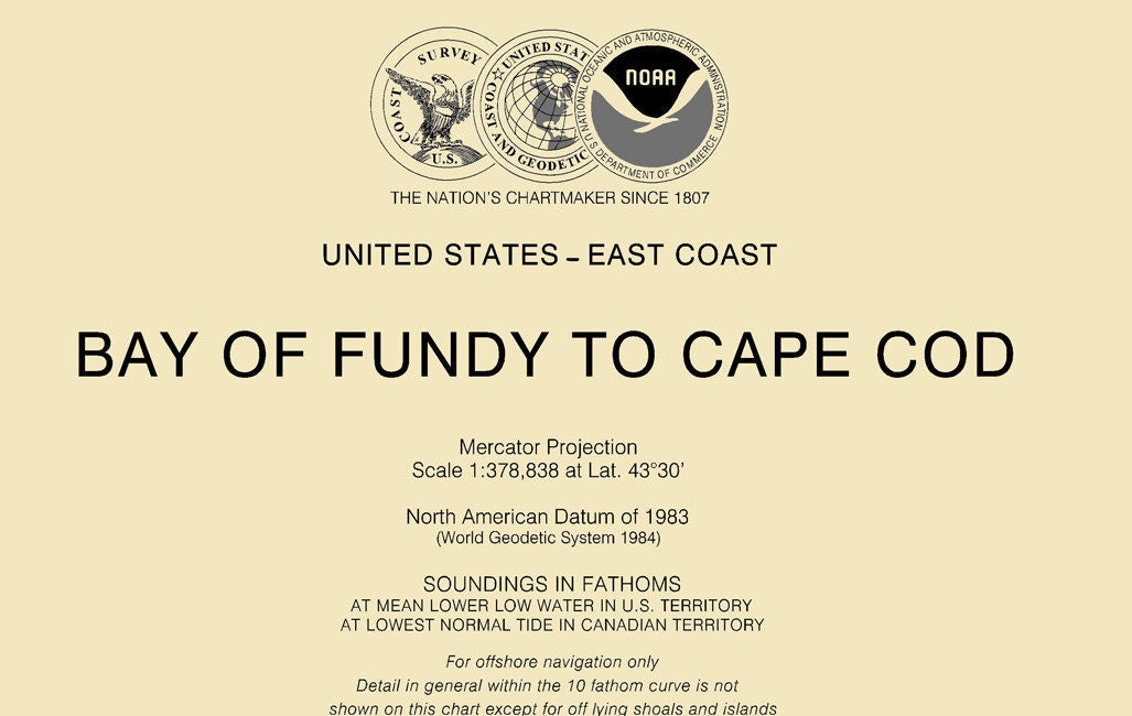 2012 Nautical Map of Bay of Fundy to Cape Cod Maine