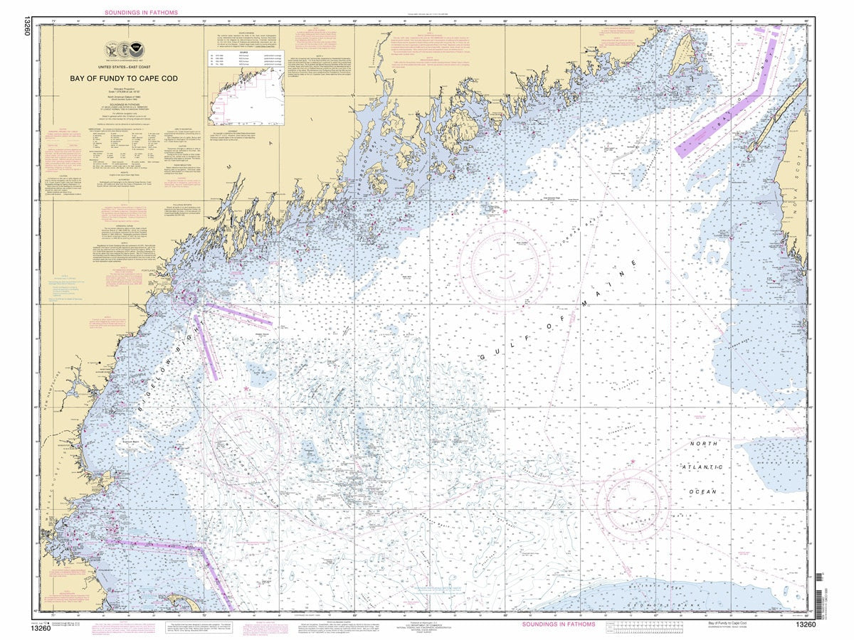 2012 Nautical Map of Bay of Fundy to Cape Cod Maine