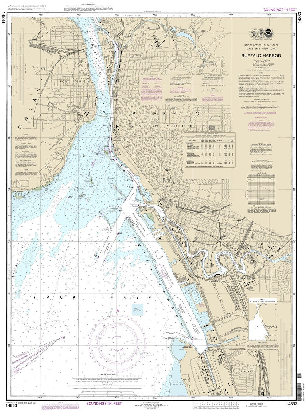 2012 Nautical Map of Buffalo Harbor New York Lake Erie