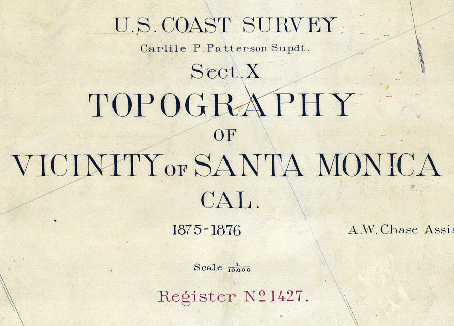 1875 Map of Santa Monica California Topography