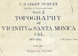 1875 Map of Santa Monica California Topography