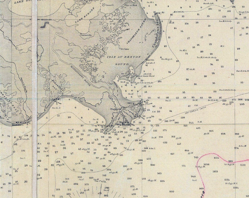 1879 Nautical Map of The Gulf of Mexico