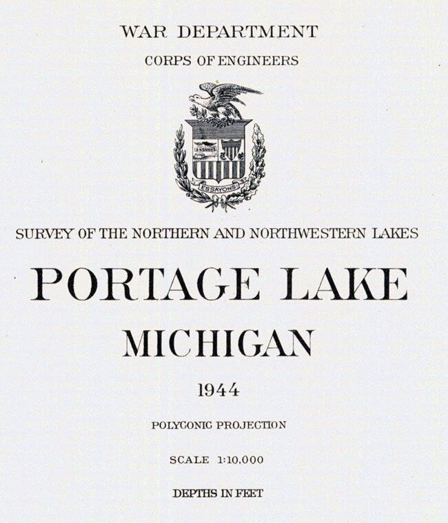 1944 Nautical Map of Portage Lake Manistee County Michigan Onekama