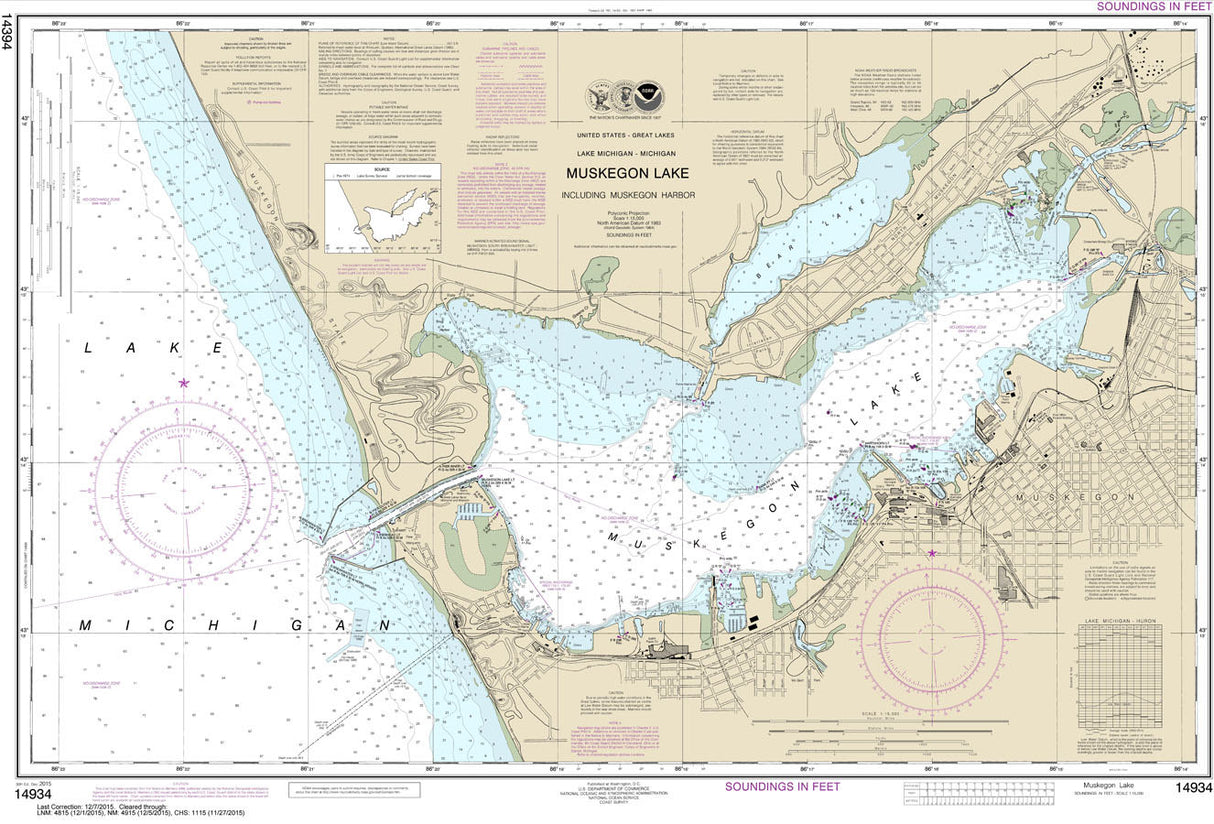 2015 Nautical Map of Muskegon Harbor & Lake Michigan