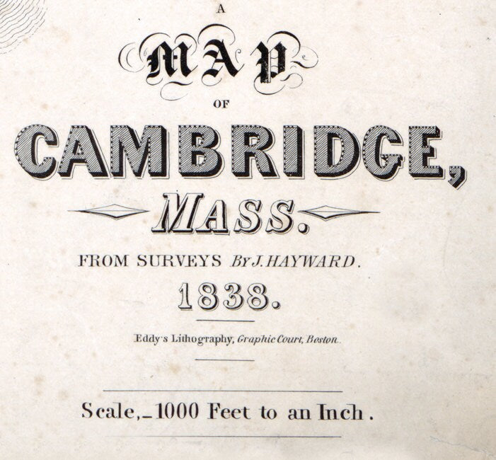 1838 Map of Cambridge Massachusetts