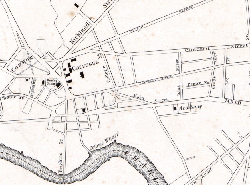 1838 Map of Cambridge Massachusetts