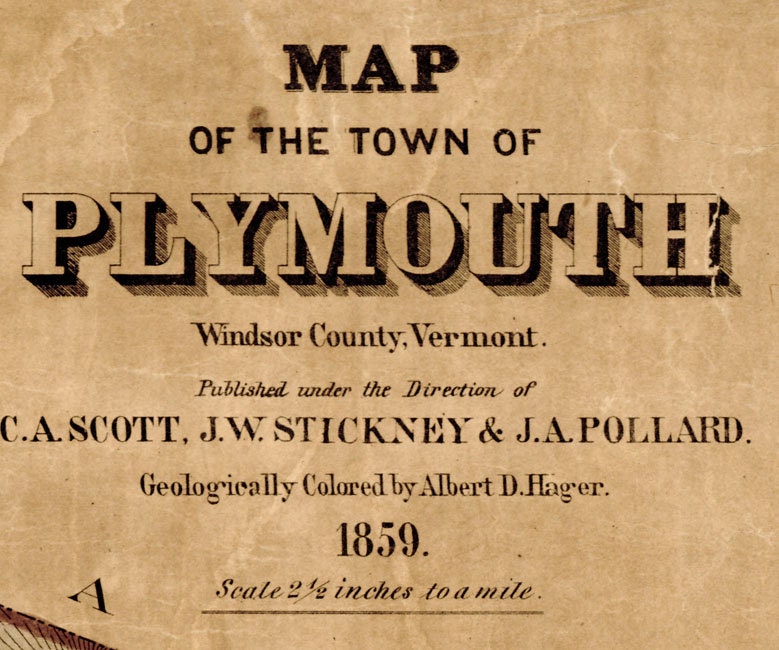 1859 Map of Plymouth Windsor County Vermont