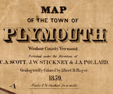 1859 Map of Plymouth Windsor County Vermont