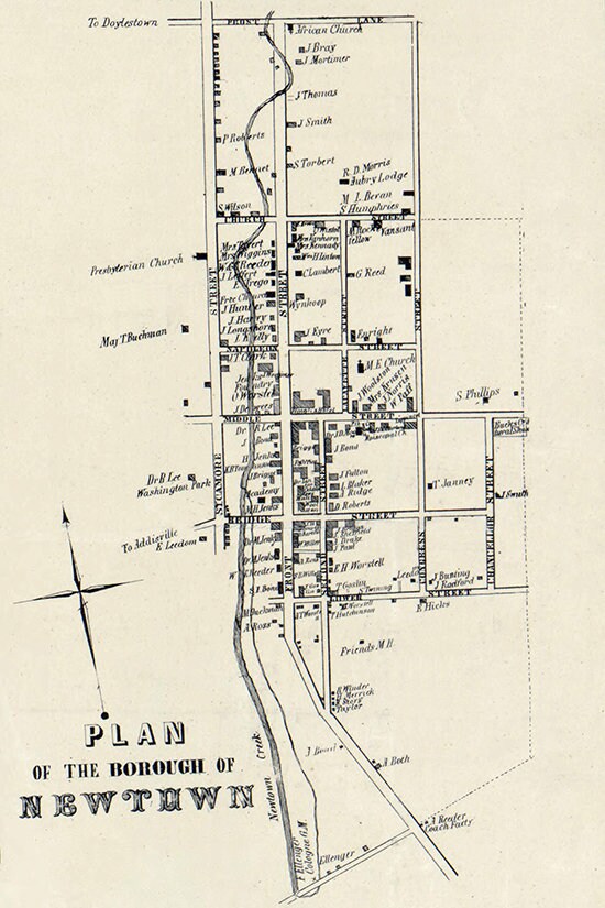 1850 Plan of Newtown Bucks County PA