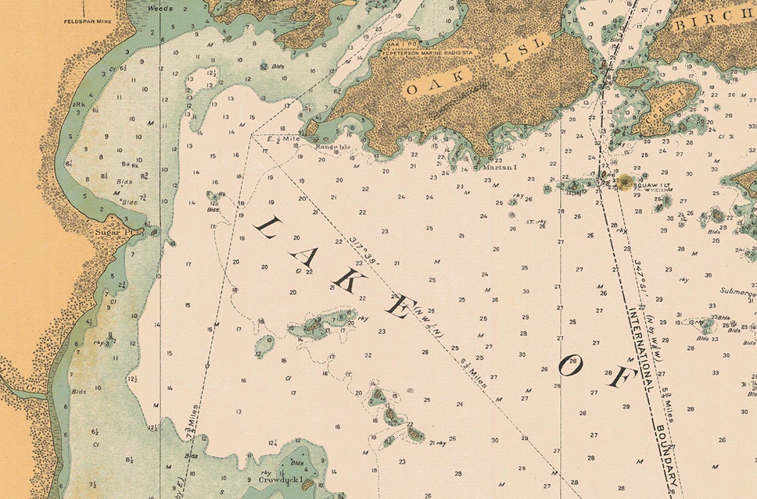 1930 Nautical Map of Lake of The Woods Minnesota