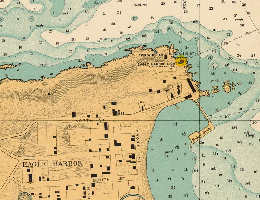 1922 Nautical Map of Eagle Harbor Michigan Lake Superior