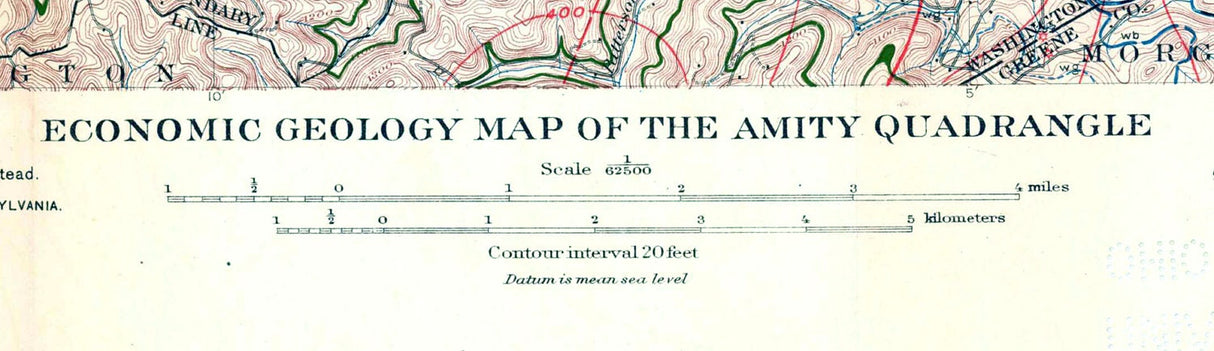 1907 Oil and Gas Well Map of the Amity Quadrangle Washington County Pennsylvania