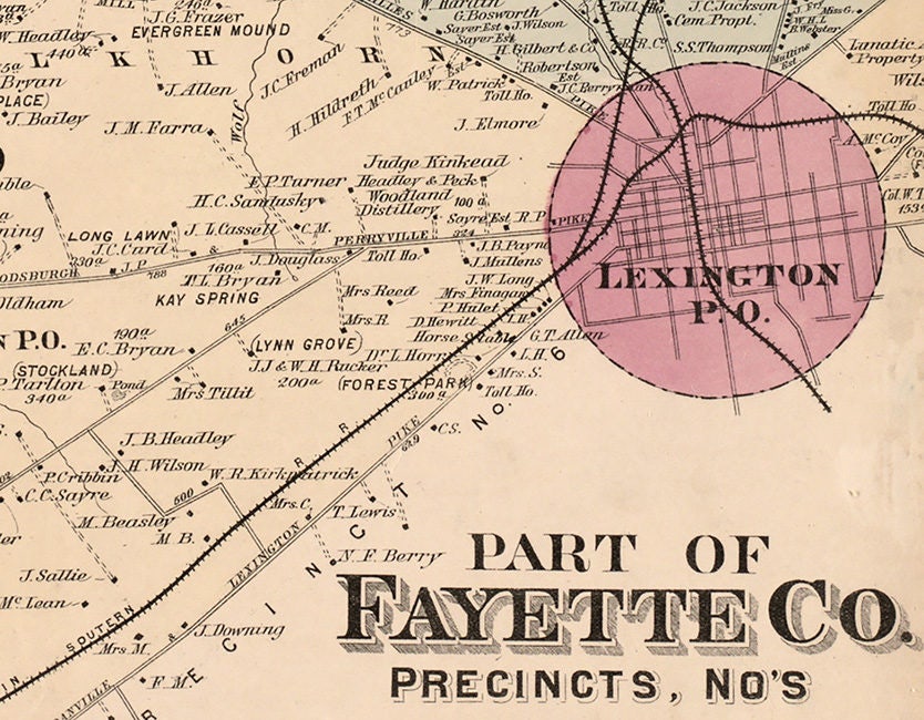 1877 Map of Northern Fayette County Kentucky