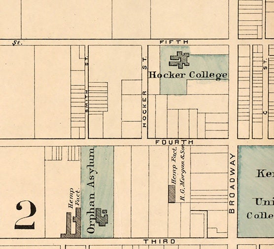 1877 Map of Northern Lexington Fayette County Kentucky