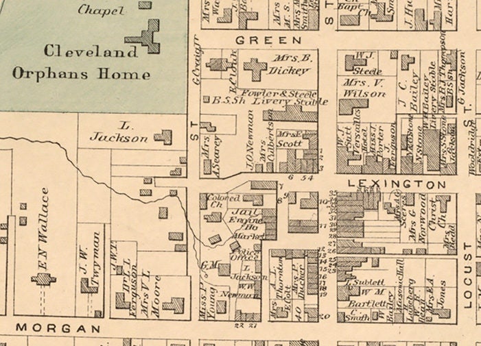 1877 Map of Versailles Woodford County Kentucky