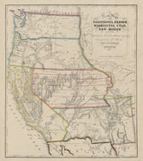 1853 Map of California Oregon Washington Utah and New Mexico