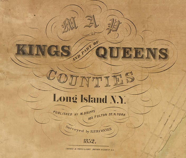 1852 Map of Kings and Part of Queens County New York