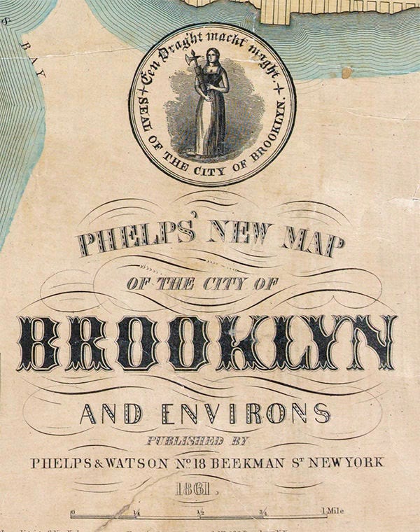 1861 Map of Brooklyn New York