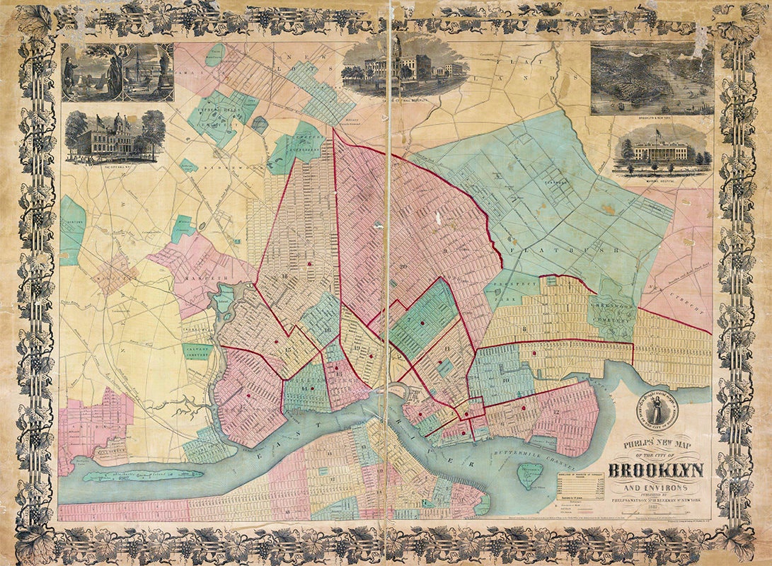 1861 Map of Brooklyn New York
