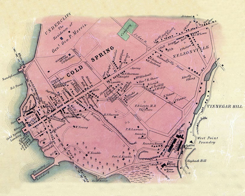 1854 Map of Cold Spring Putnam County New York