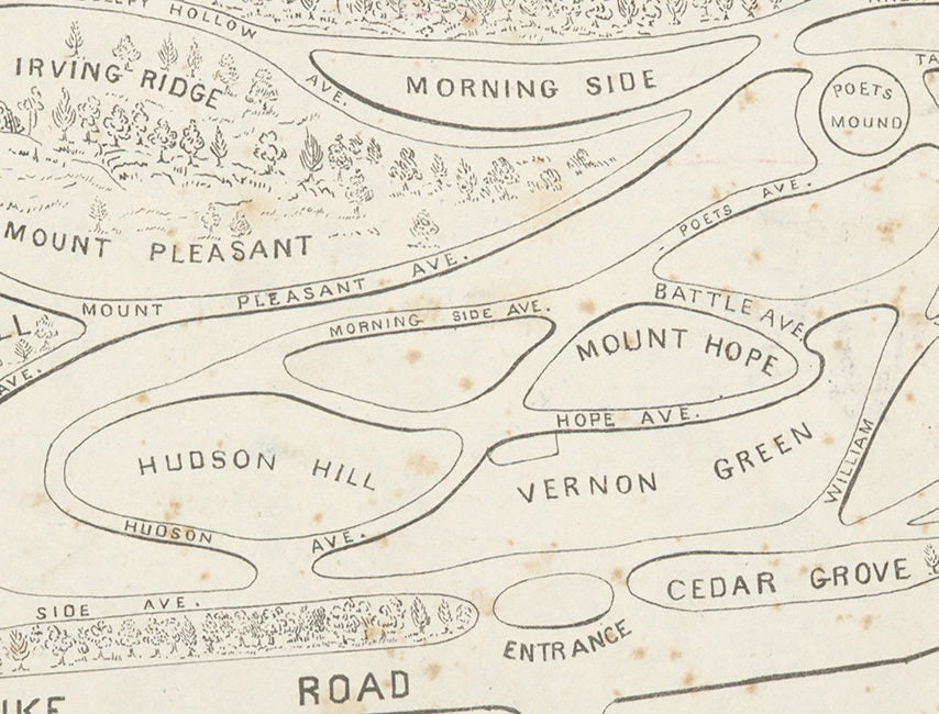 1848 Map of Tarrytown Cemetery Sleepy Hollow West Chester County NY