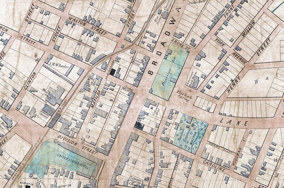 1850 Map of Saratoga Springs Saratoga County New York