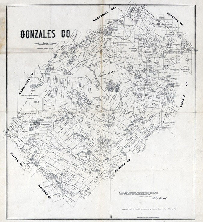 1880 Map of Gonzales County Texas