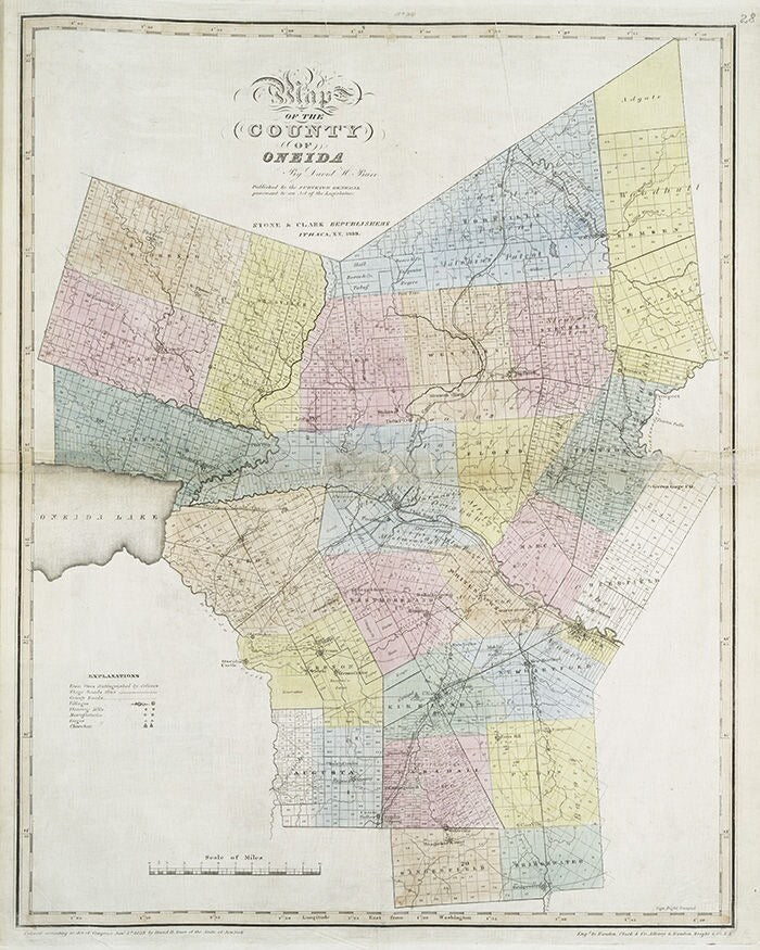 1829 Map of Oneida County New York