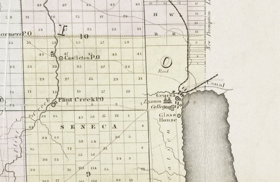 1829 Map of Ontario and Yates Counties New York
