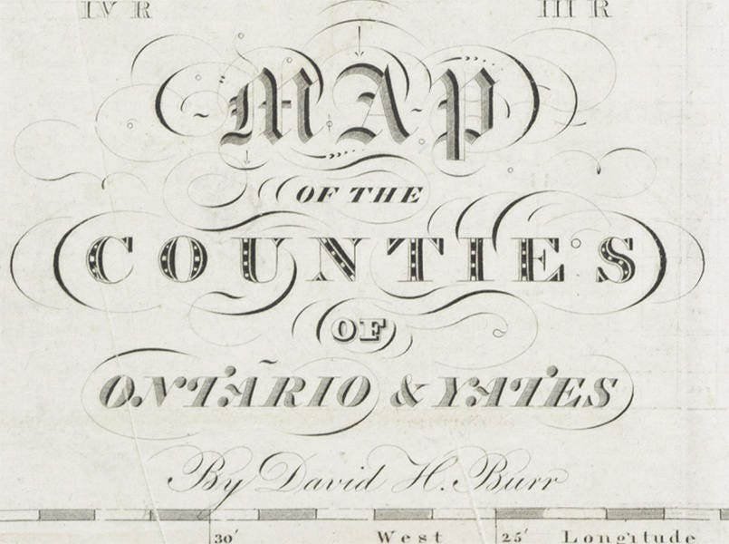 1829 Map of Ontario and Yates Counties New York